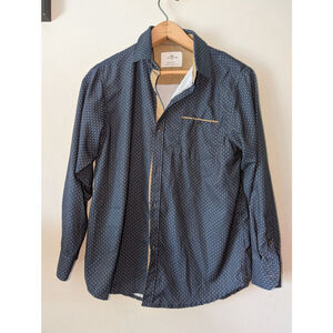 Boys CRAFT+FLOW Blue Tan Dotted Button Down Shirt Size L (14/16)